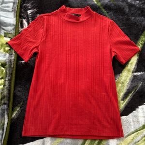 Forever 21 Womens Orange Turtleneck Short Sleeve